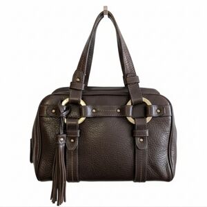 Bally Leather Tassel Satchel, Dark Brown, EUC!